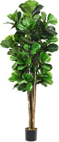Fiddle Leaf Fig Tree, 6Ft Fake Floor Plant with Pot, Outdoor Fiddle Leaf Fig Plant, Artificial Trees for Home Decor Indoor Office Living Room in Saudi Arabia