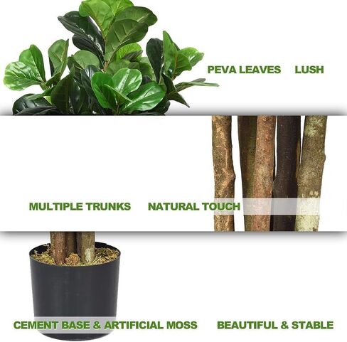 Fiddle Leaf Fig Tree, 6Ft Fake Floor Plant with Pot, Outdoor Fiddle Leaf Fig Plant, Artificial Trees for Home Decor Indoor Office Living Room in Saudi Arabia