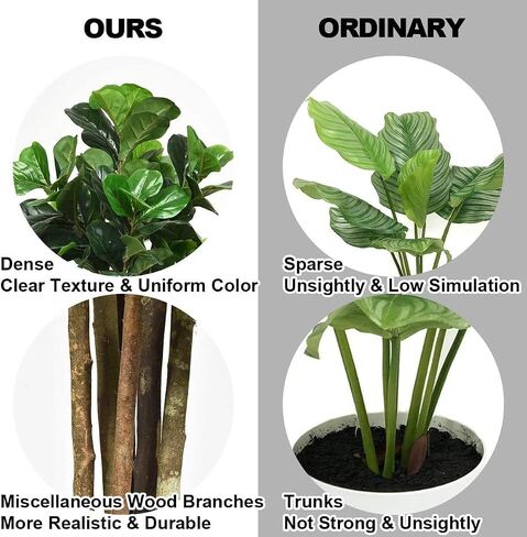 Fiddle Leaf Fig Tree, 6Ft Fake Floor Plant with Pot, Outdoor Fiddle Leaf Fig Plant, Artificial Trees for Home Decor Indoor Office Living Room in Saudi Arabia