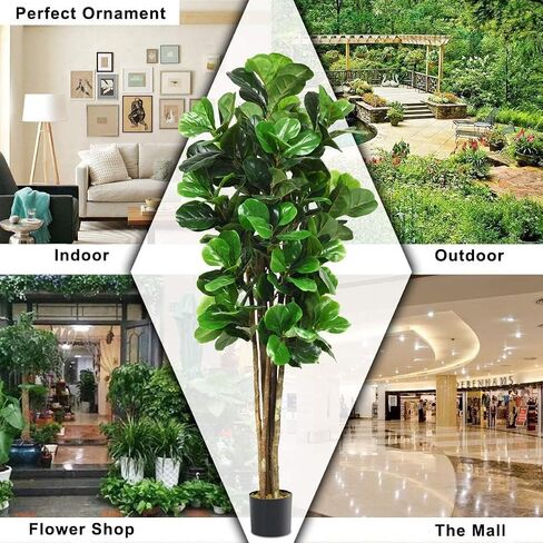 Fiddle Leaf Fig Tree, 6Ft Fake Floor Plant with Pot, Outdoor Fiddle Leaf Fig Plant, Artificial Trees for Home Decor Indoor Office Living Room in Saudi Arabia