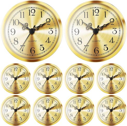 Outus 10 Pack 3-1/2 Inch (90 Mm) Quartz Clock Insert Fit up Movement Miniature Clock with Gold Trim Arabic Numerals in Saudi Arabia