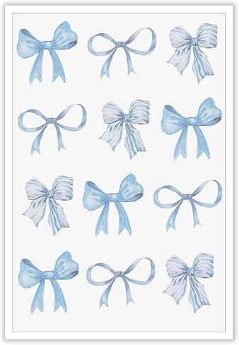 UAddMe Trendy Blue Bow Canvas Wall Art Watercolor Light Blue Bow Prints Painting Balletcore Girl Posters Funky Coquette Preppy Aesthetic Wall Decor For Bedroom Living Room Poster 12x16in Unframed in Kuwait