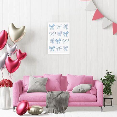 UAddMe Trendy Blue Bow Canvas Wall Art Watercolor Light Blue Bow Prints Painting Balletcore Girl Posters Funky Coquette Preppy Aesthetic Wall Decor For Bedroom Living Room Poster 12x16in Unframed in Kuwait