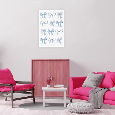 UAddMe Trendy Blue Bow Canvas Wall Art Watercolor Light Blue Bow Prints Painting Balletcore Girl Posters Funky Coquette Preppy Aesthetic Wall Decor For Bedroom Living Room Poster 12x16in Unframed in Kuwait