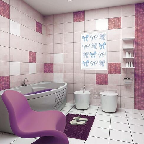 UAddMe Trendy Blue Bow Canvas Wall Art Watercolor Light Blue Bow Prints Painting Balletcore Girl Posters Funky Coquette Preppy Aesthetic Wall Decor For Bedroom Living Room Poster 12x16in Unframed in Kuwait