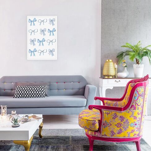 UAddMe Trendy Blue Bow Canvas Wall Art Watercolor Light Blue Bow Prints Painting Balletcore Girl Posters Funky Coquette Preppy Aesthetic Wall Decor For Bedroom Living Room Poster 12x16in Unframed in Kuwait