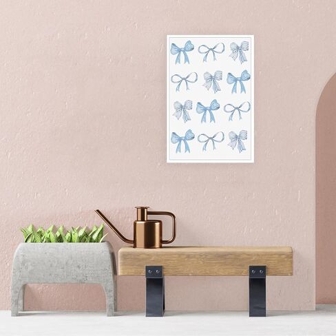 UAddMe Trendy Blue Bow Canvas Wall Art Watercolor Light Blue Bow Prints Painting Balletcore Girl Posters Funky Coquette Preppy Aesthetic Wall Decor For Bedroom Living Room Poster 12x16in Unframed in Kuwait