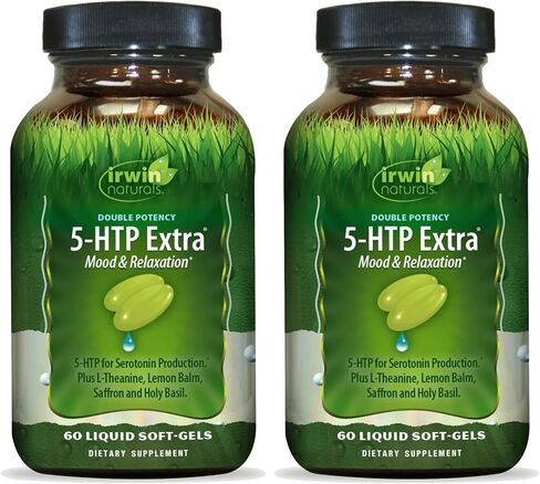 Irwin Naturals Double Potency 5-HTP Extra - 60 Liquid Soft-Gels - for Relaxation & Serotonin Production - 30 Servings in Saudi Arabia