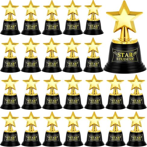 32 Pack Mini Star Trophy Awards Bulk 4.7 Inch Plastic Gold Star Award Trophies for Kids Classroom School Reward Party Favors Goodie Bags Sports Tournament Winning Prize in Saudi Arabia