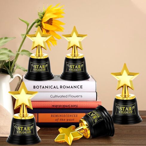 32 Pack Mini Star Trophy Awards Bulk 4.7 Inch Plastic Gold Star Award Trophies for Kids Classroom School Reward Party Favors Goodie Bags Sports Tournament Winning Prize in Saudi Arabia