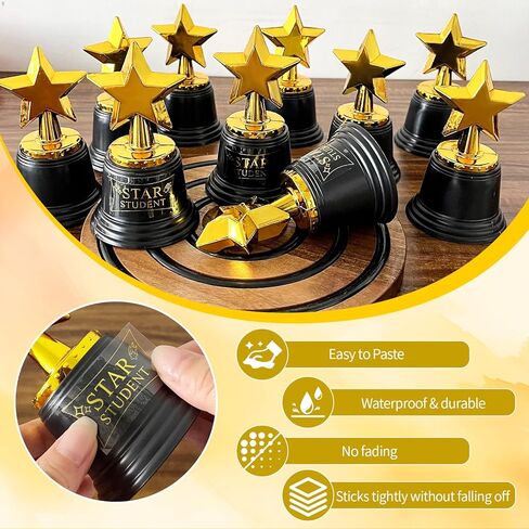 32 Pack Mini Star Trophy Awards Bulk 4.7 Inch Plastic Gold Star Award Trophies for Kids Classroom School Reward Party Favors Goodie Bags Sports Tournament Winning Prize in Saudi Arabia