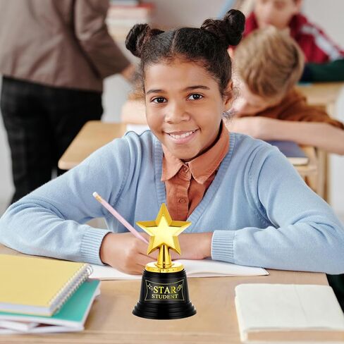 32 Pack Mini Star Trophy Awards Bulk 4.7 Inch Plastic Gold Star Award Trophies for Kids Classroom School Reward Party Favors Goodie Bags Sports Tournament Winning Prize in Saudi Arabia