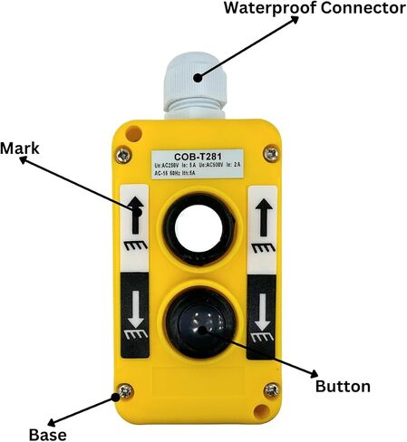 Waterproof Industrial 3 Button Electric Hoist Crane Pushbutton Switches with Box Holder COB Industrial Up Down Driving Push Button Switch Control in Saudi Arabia