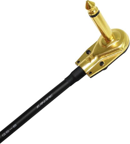 WORLDS BEST CABLES 6 Units - 9 Inch - Canare GS-6 - Guitar Bass Effects Instrument, Patch Cable with Premium Gold Plated (6.35mm) Low-Profile, R/A Pancake type TS Connectors - CUSTOM MADE in Saudi Arabia