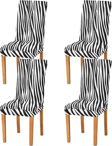 Zebra Print Chair Covers for Dining Room Set of 2, Removable Stretch Chair Seat Covers Washable Kitchen Parsons Chair Slipcover Protector for Hotel, Restaurant, Banquet, Wedding Party in Saudi Arabia