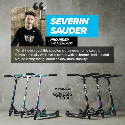APOLLO Genesis X Pro Scooters - High End Stunt Scooter - Complete Trick Scooter for Advanced and Professional Riders (Kids 10+, Teens, Adults). Cool Pro Scooter for Freestyle, Tricks & BMX Stunts in Saudi Arabia