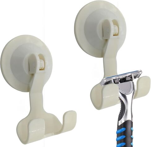 2-Pack Razor Holder with Suction Cup for Home or Hotel, Vacuum Wreath Hangers for Door or Window, Black in Kuwait