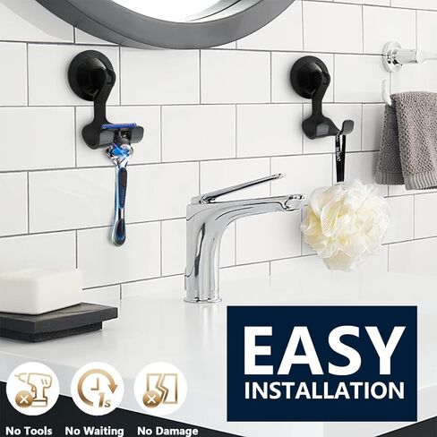 2-Pack Razor Holder with Suction Cup for Home or Hotel, Vacuum Wreath Hangers for Door or Window, Black in Kuwait
