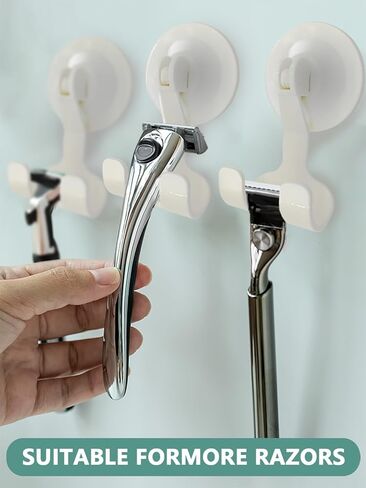 2-Pack Razor Holder with Suction Cup for Home or Hotel, Vacuum Wreath Hangers for Door or Window, Black in Kuwait