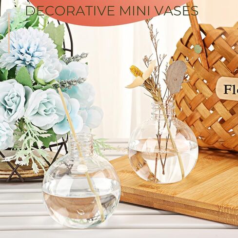 Layhit 50 Pack 8 oz Plastic Potion Bottles with Corks and Funnels Spherical Ball Shape Sand Art Bottles Christmas Cocktail Ornament for DIY Wedding Party Gift Crafts Decoration(Wood Color, 8 oz) in Saudi Arabia