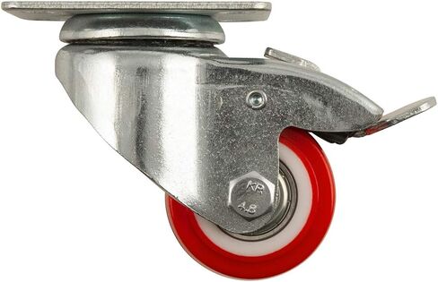 Titan 3" Polyurethane (PU) Swivel Plate Caster Wheel + Brake, 175-lb. Capacity, Red in Saudi Arabia