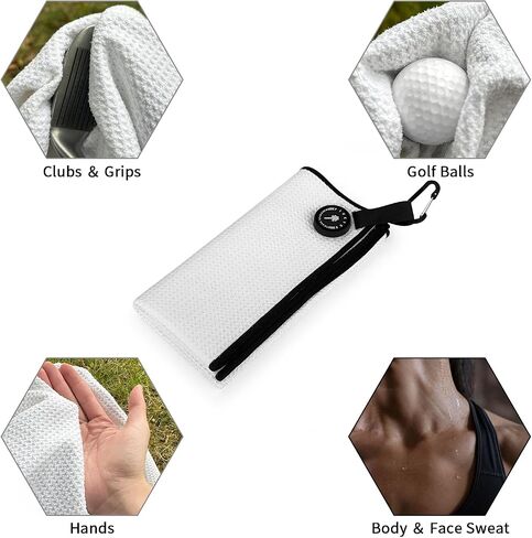 PINKTEE Magnetic Golf Towel, Microfiber Waffle Design for Golf Bag Towel Golf Cart Seat Covers or Cleaning Golf Clubs, Perfect Golf Gifts for Men Women (Black, 40x18'') in Saudi Arabia