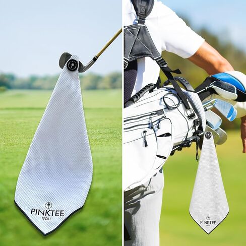 PINKTEE Magnetic Golf Towel, Microfiber Waffle Design for Golf Bag Towel Golf Cart Seat Covers or Cleaning Golf Clubs, Perfect Golf Gifts for Men Women (Black, 40x18'') in Saudi Arabia