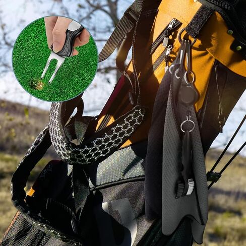 مجموعة مناشف الجولف مكونة من 4 | منظف ​​أخدود فرشاة نادي الجولف | أداة ديفت قابلة للطي مع علامة كروية مغناطيسية | مناشف الجولف بنمط الوافل، حل إصلاح النادي القذر وDivot in Kuwait