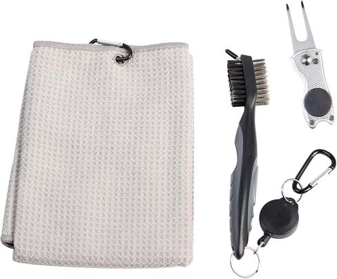 Magnetic Golf Towel, Top-Tier Microfiber Golf Towel, with Magnet Divot Repair Tool & Retractable Golf Club Brush, Golf Accessories Stick to Golf Carts and Clubs, Golf Gifts for Men in Saudi Arabia