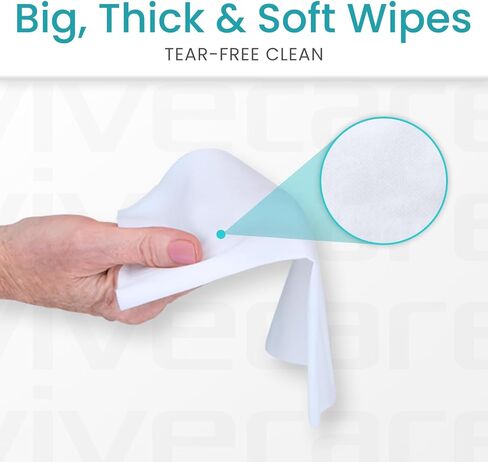 Vive Body Wipes (60 Ct) - Wet Bathing Tissue for Elderly, Bedridden, Injured Adults - Personal Cleansing Washclothes for Face, Body, Shower, Deodorant - No Rinse Disposable Wipes for Travel, Bathroom in Saudi Arabia