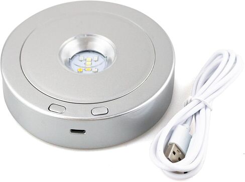 قاعدة عرض دوارة، قاعدة LED، منصة عرض دوارة دائرية، منصة دوارة مع 8 أوضاع إضاءة وسلك طاقة USB، قرص دوار للعرض الليلي للأكواب الزجاجية والكريستال الفنية والمجوهرات الدوارة in Kuwait