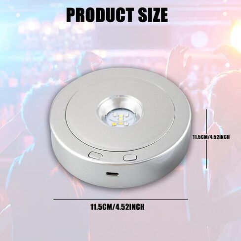 قاعدة عرض دوارة، قاعدة LED، منصة عرض دوارة دائرية، منصة دوارة مع 8 أوضاع إضاءة وسلك طاقة USB، قرص دوار للعرض الليلي للأكواب الزجاجية والكريستال الفنية والمجوهرات الدوارة in Kuwait