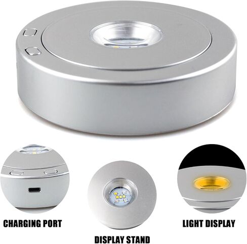 قاعدة عرض دوارة، قاعدة LED، منصة عرض دوارة دائرية، منصة دوارة مع 8 أوضاع إضاءة وسلك طاقة USB، قرص دوار للعرض الليلي للأكواب الزجاجية والكريستال الفنية والمجوهرات الدوارة in Kuwait