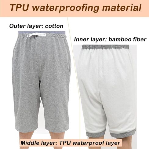 Urine Incontinence Cropped Pants, Washable Elastic Adjustable Reusable Patient Care Trousers for Adults, Elderly, Women's Physiological Periods (Gray/2XL) in Kuwait