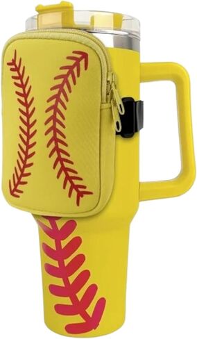 Softball Water Bottle Pouch for Tumbler, Cup Accessories with Strap. Will fit 18-40 Oz Tumblers, Yellow in Saudi Arabia