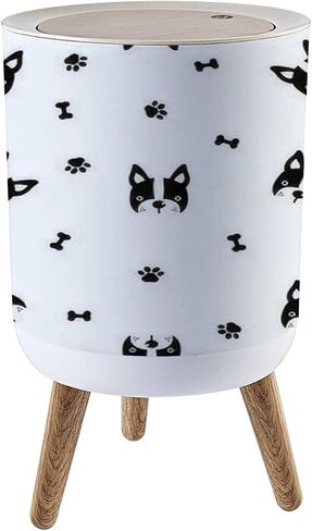 Small Trash Can with Lid Cute Shark Kids t Shirt Wood Legs Press Cover Garbage Bin Round Simple Human Waste Bin Wastebasket for Kitchen Bathroom Office, 8.67x14.3inch in Saudi Arabia