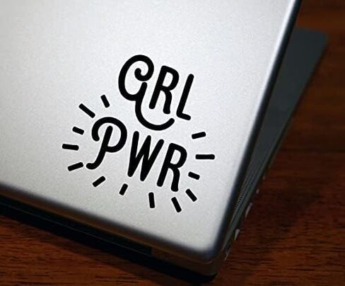 Girl Power Decal - Girls Rock Sticker - GRL PWR Feminist Strong Female Powerful Woman - Decal for Macbook Laptop Sticker (4 inches tall, Black) in Kuwait