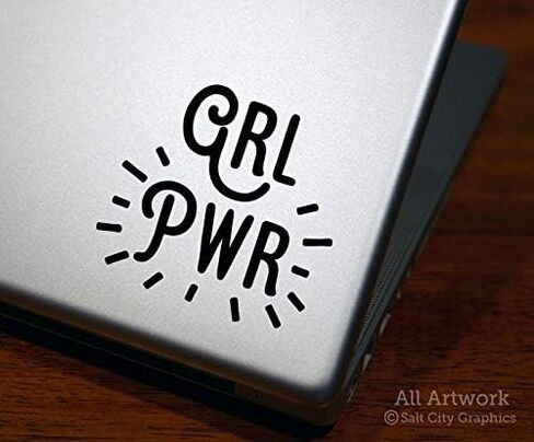 Girl Power Decal - Girls Rock Sticker - GRL PWR Feminist Strong Female Powerful Woman - Decal for Macbook Laptop Sticker (4 inches tall, Black) in Kuwait