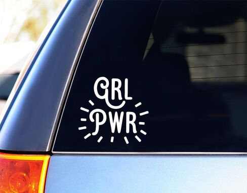 Girl Power Decal - Girls Rock Sticker - GRL PWR Feminist Strong Female Powerful Woman - Decal for Macbook Laptop Sticker (4 inches tall, Black) in Kuwait