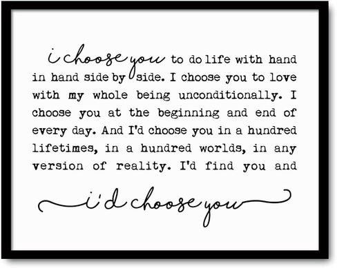 I Choose You Print, Farmhouse Sign, Wedding Gift, Bedroom Wall Art, Marriage Quote, Wedding Anniversary, Rustic Home Decor, Newlywed Gifts, Valentine's Gifts, (11X14 Inch with Framed) in Kuwait