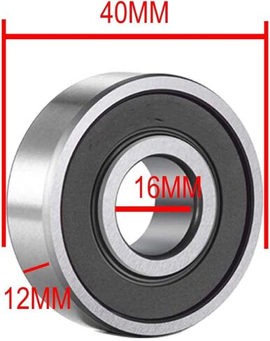 [عبوة من قطعتين] RENGYI 6203-16-2RS محامل كروية ذات أخدود عميق 16 مم تتحمل 40 مم OD 12 مم فولاذ كروم in Kuwait