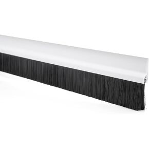 uxcell Self-Adhesive Door Bottom Sweep White Plastic w 1.2-inch Black PVC Soft Brush 39-inch x 2.1-inch