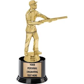 Crown Awards Skeet Shooting Trophies with Custom Engraving, 7.25" Personalized Skeet Shooter Male Trophy On Deluxe Round Base Prime