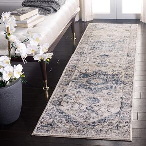 MARTHA STEWART x SAFAVIEH 3' x 5' Ivory/Blue MSR868A Oriental Non-Shedding Area Rug