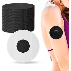 YOUSHARES Libre Adhesive Patches (40pcs) - 10-14 Days Long Stay Protection, Big Size Waterproof Libre 2 Stickers, Pre-Cut Adhesive Tape (Black)
