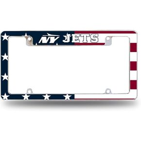 Rico Industries NFL Football New York Jets Patriotic All Over Chrome Frame