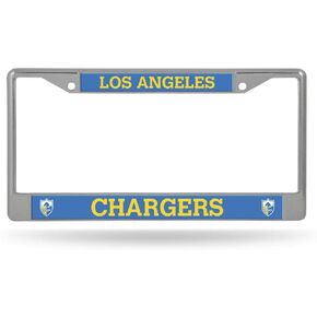 Rico Industries NFL Los Angeles Chargers Retro Logo 12" x 6" Silver Chrome Frame W' Decal Insert Car/Truck/SUV Auto Accessory
