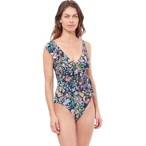 Profile by Gottex Women's Standard Flora V-Neck Surplice Ruffle One Piece