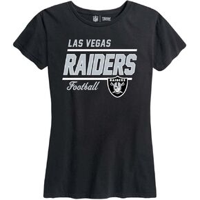Team Fan Apparel NFL Gameday Women's Relaxed Fit T-shirt - Rib Neck Contour - Tagless Short Sleeve Tee - Stay Cool & Stylish (Las Vegas Raiders - Black, Womens X-Large)
