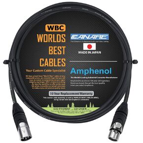 WORLDS BEST CABLES 4 Foot - Canare L-4E6S, Star Quad Balanced Male to Female Microphone Cables with Amphenol AX3M & AX3F Silver XLR Connectors - CUSTOM MADE